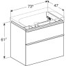Тумба с раковиной GEBERIT SMYLE SQUARE 500.249.01.1+500,353.JR.1 пекан